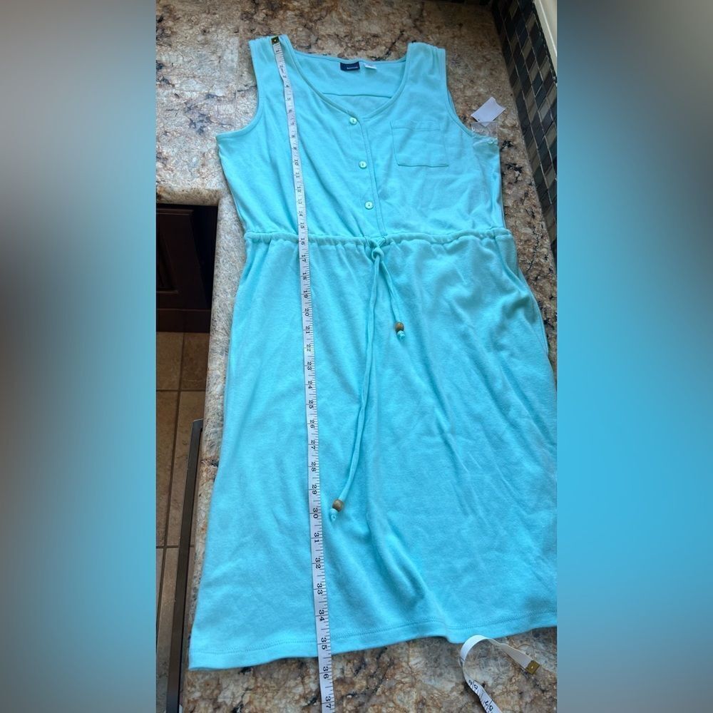 Light Blue Sleeveless Dress with Drawstring - Picture 3 of 5